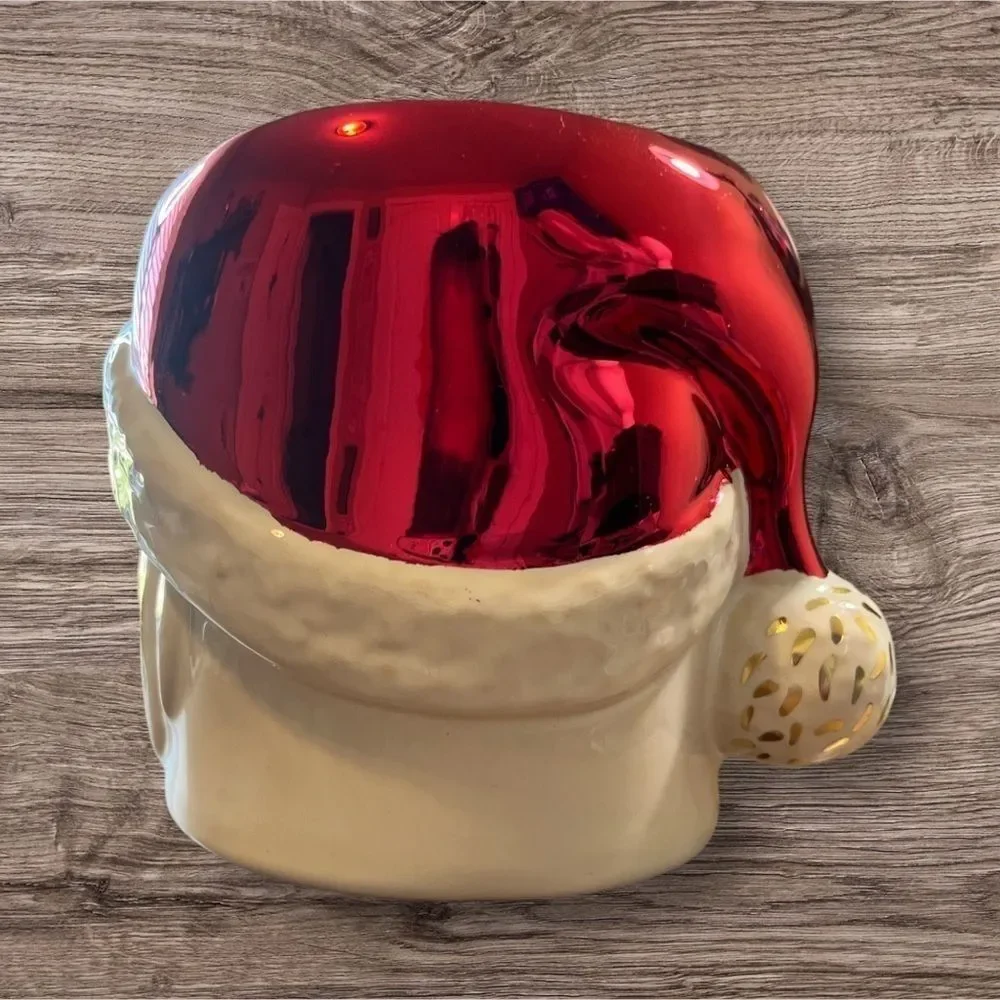 BATH & BODY WORKS CERAMIC SANTA PEDESTAL 3-WICK CANDLE HOLDER, RETIRED NWT - Picture 2 of 4